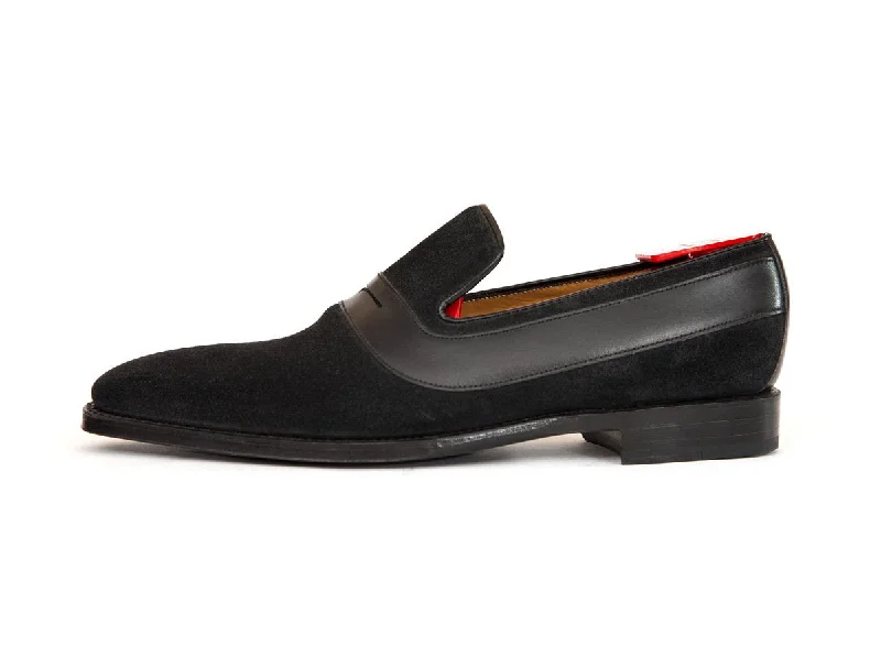 Marcos - MTO - Black Suede / Black Soft Grain Strap - LPB Last - Single Leather Sole