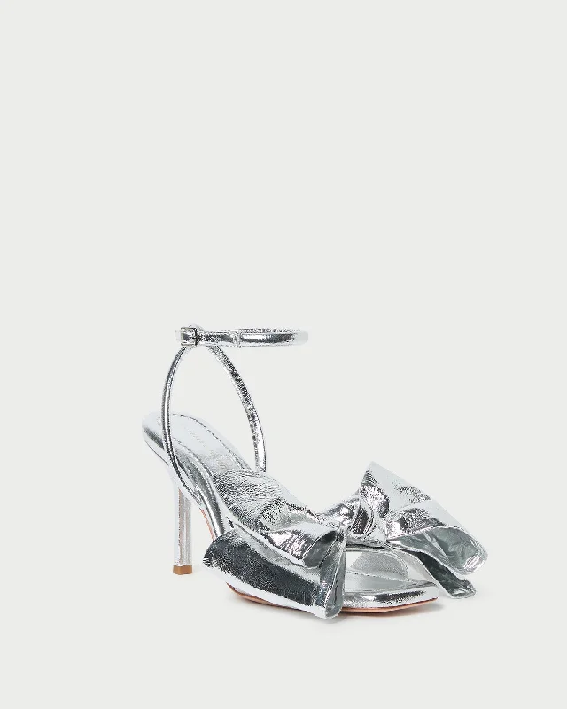 Marlena Silver Leather Bow Sandal