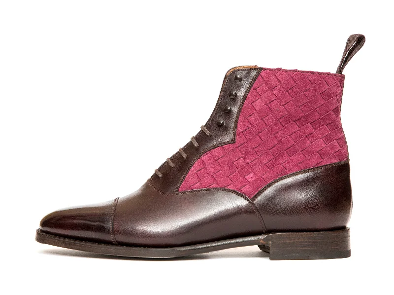 Meadowbrook - MTO - Plum Museum Calf / Raspberry Braided Suede - TMG Last - Single Leather Sole