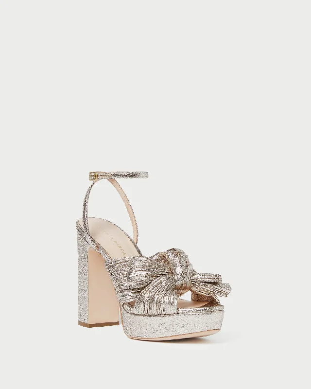 Natalia Champagne Platform Bow Heel