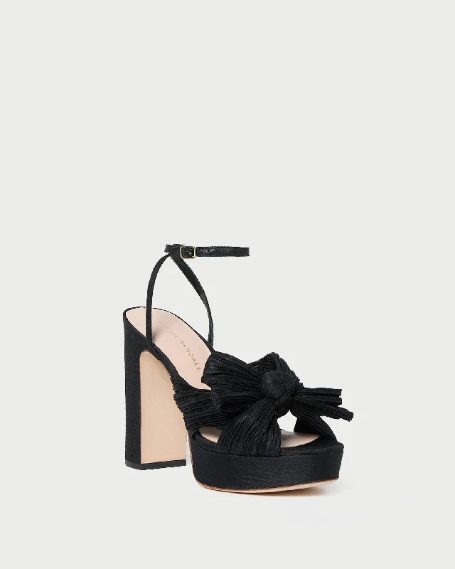 Natalia Black Platform Bow Heel