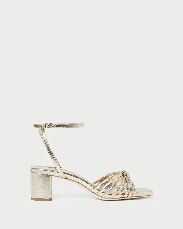 Olivia Champagne Knot Mid-Heel Sandal