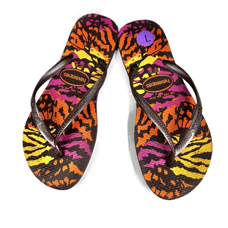 Orange & Pink Sandals Flip Flops By Havaianas, Size: 7