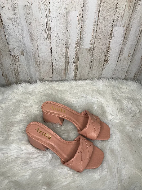 Peach Sandals Heels Block Altard State, Size 9