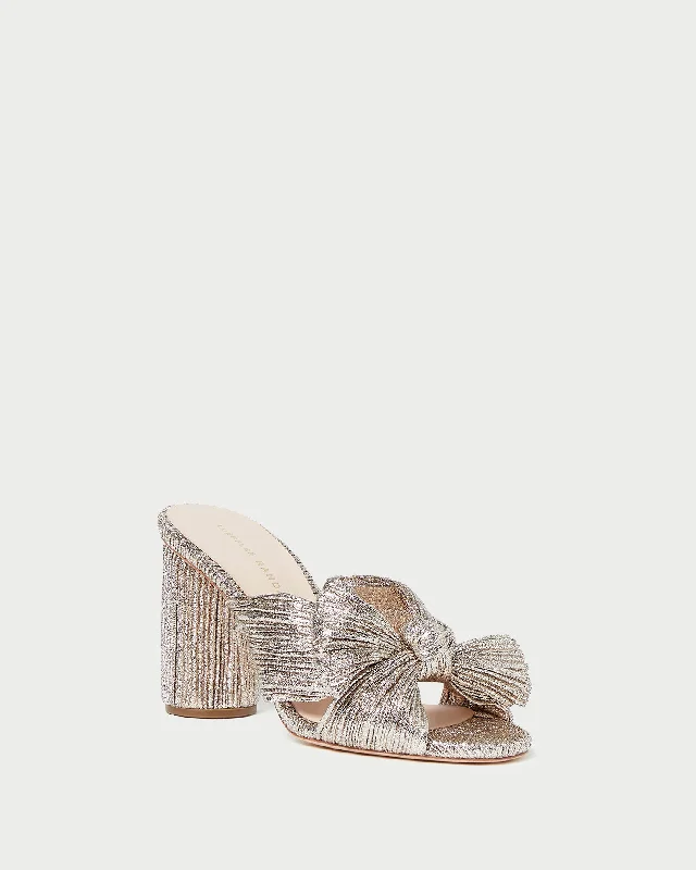 Penny Champagne Pleated Bow Heel