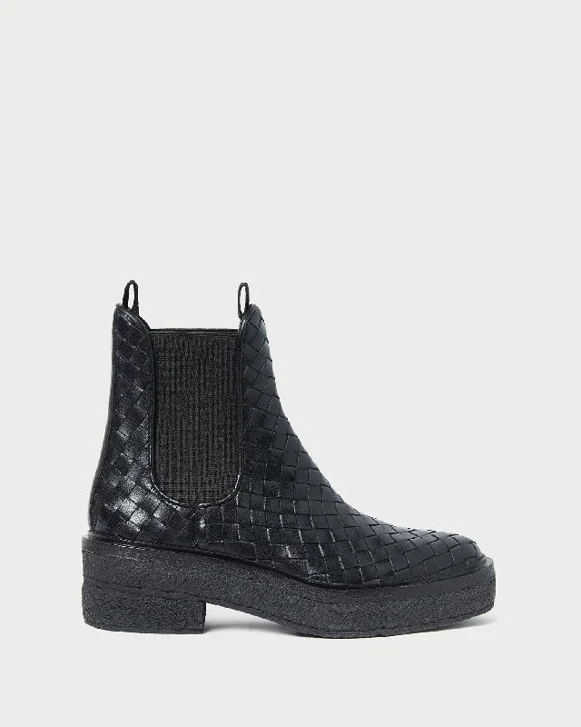 Raquel Black Woven Chelsea Boot