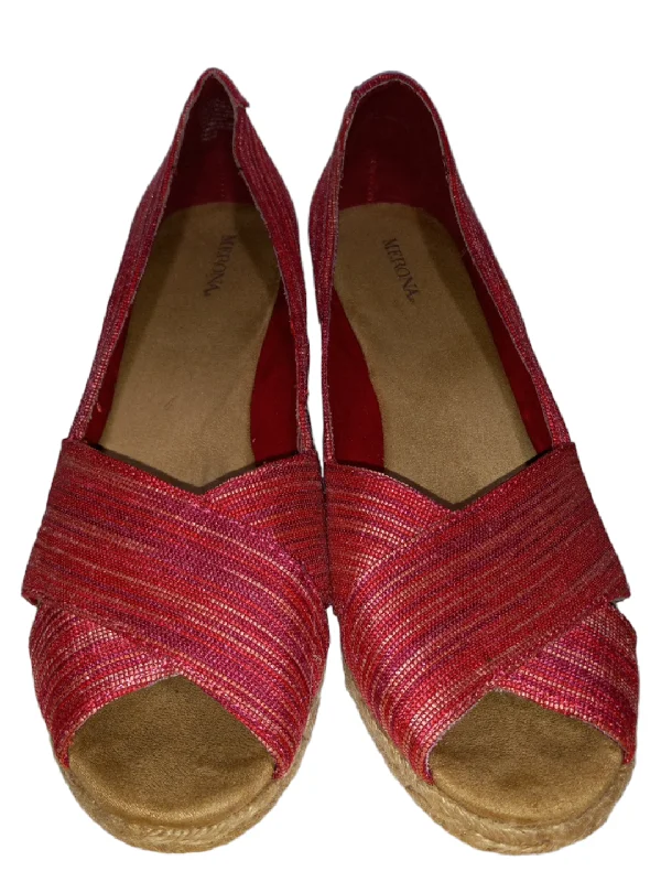 Red Sandals Heels Wedge Merona, Size 10