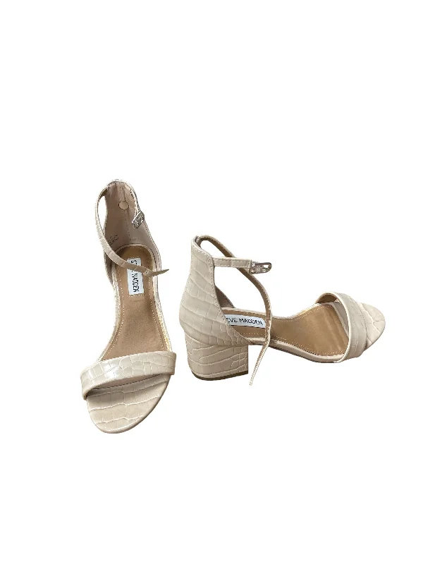 Tan Sandals Heels Block Steve Madden, Size 8