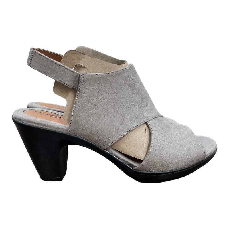 Taupe Sandals Heels Block By Cloudwalkers, Size: 11