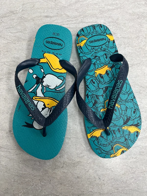 Teal Sandals Flip Flops Havaianas, Size 6