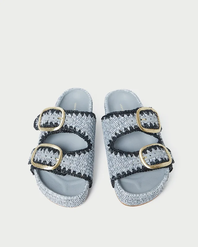 Theo Blue Raffia Footbed Sandal