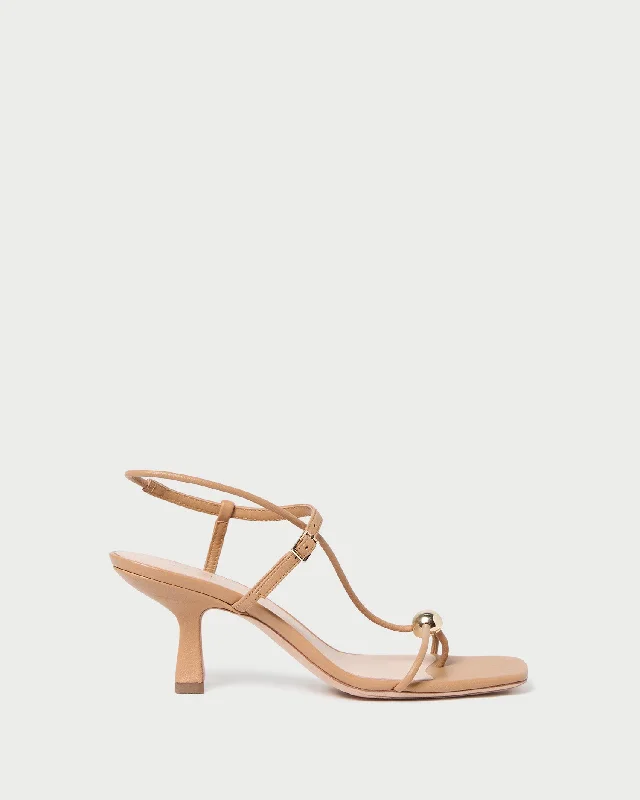 Triana Dune Leather Mid-Heel Sandal