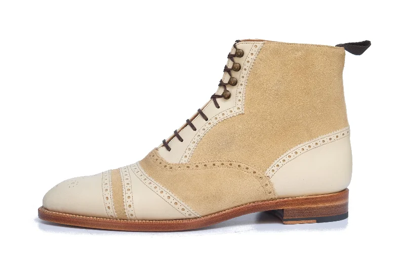 Whitman - MTO - Crust Calf / Light Cream Suede - NGT last - Single Leather Sole - Fleur De Lys Medallion