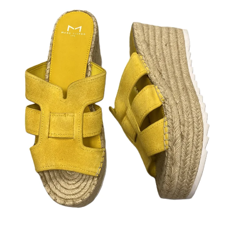 Yellow Sandals Heels Wedge By Marc Fisher, Size: 9.5