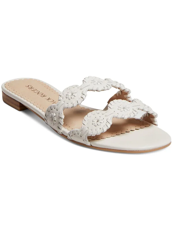 Mini Lauren Slide Womens Embroidered Slip On Slide Sandals Checkered Shoe Pattern Look  