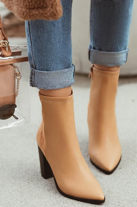 Triumph Block Heel Ankle Boots - Nude Memory - Foam Slipper Look  