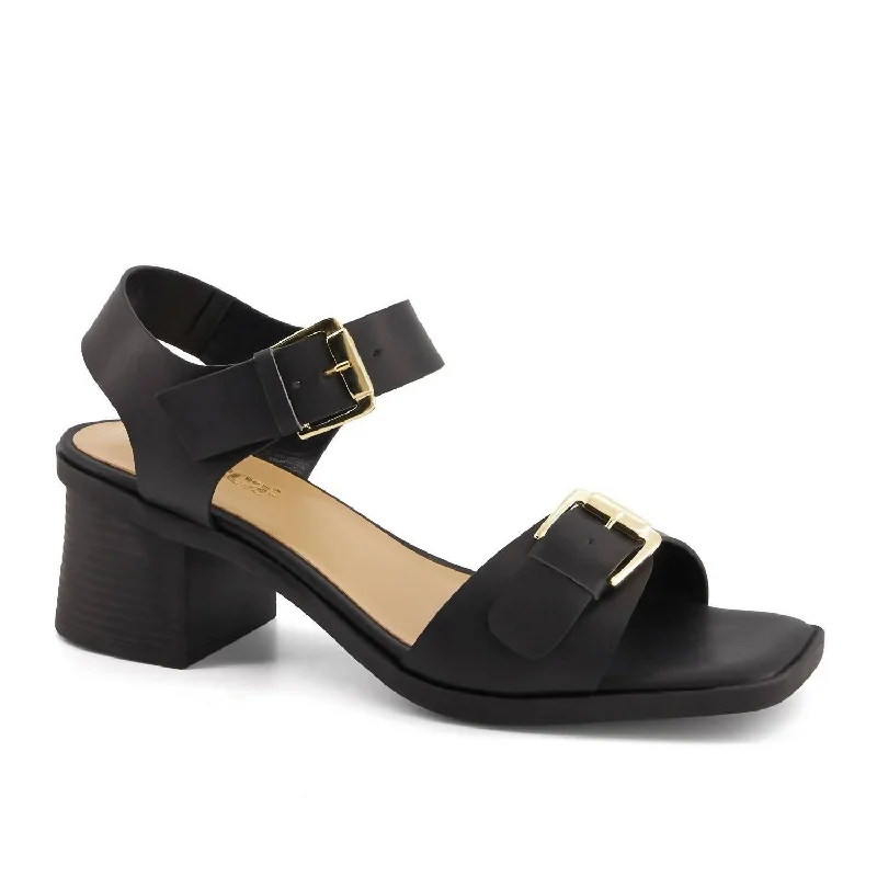 Women's Ankle Closure Casual Sandals In Black Sustainable Shoe Design  