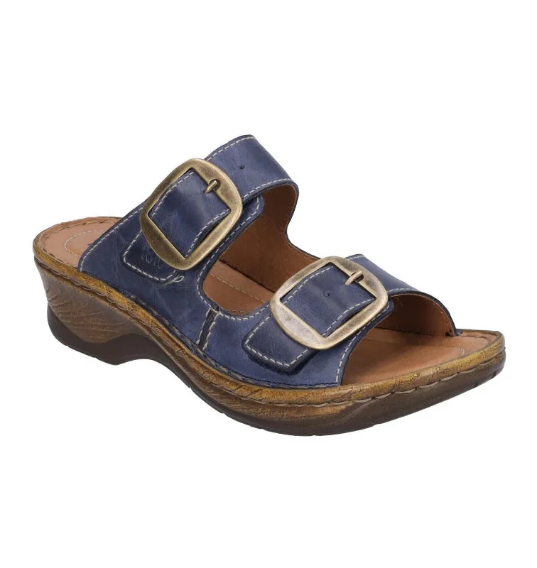 Women's Catalonia 76 Sandal In Dark Blue Capri Zip - Up Boot Style  