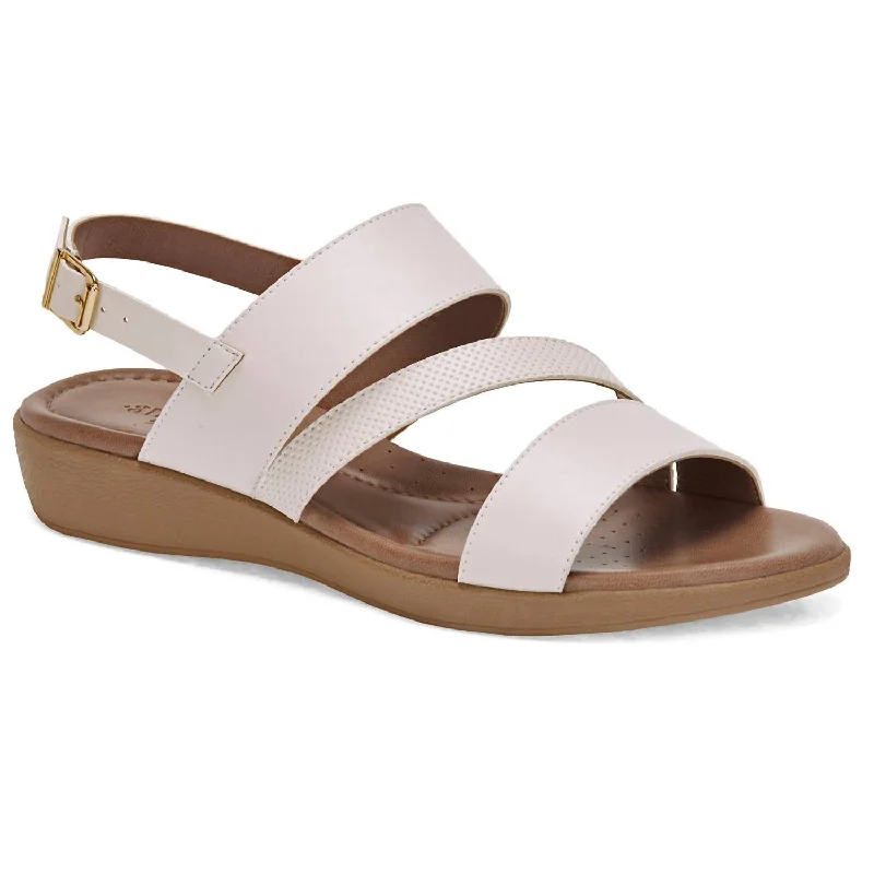 Women's Comfort Slingback Sandals In White Quilted Shoe Design  