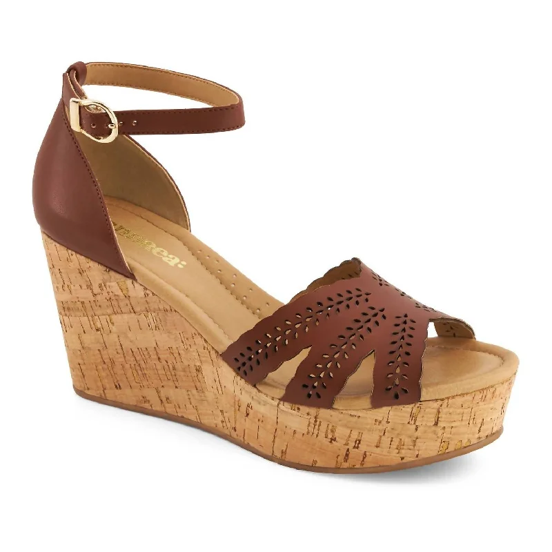 Women's Cork Wedge Espadrilles Sandal In Brown Vintage Oxford Appeal 
