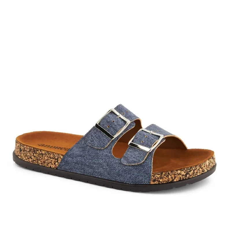 Women's Double Buckle Strap Sandals In Denim Camouflage Print Boot Style  
