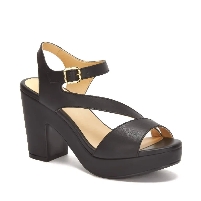 Women's Fashion High Heel Ankle Strap Sandals In Black Tech - Inspired Sneaker Look  