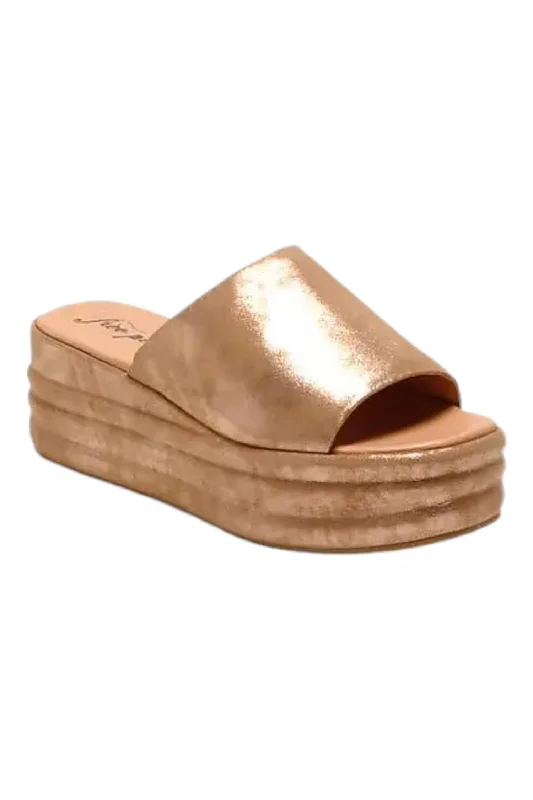 Women's Harbor Flatform Sandal In Rose Gold Single - Buckle Monk Look  