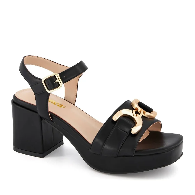 Women's High Heel Ankle Strap Sandal In Black Blue Coast Loafer Aesthetic 