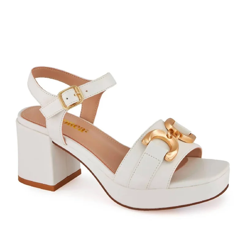 Women's High Heel Ankle Strap Sandal In White Art Deco - Inspired Shoe Look  