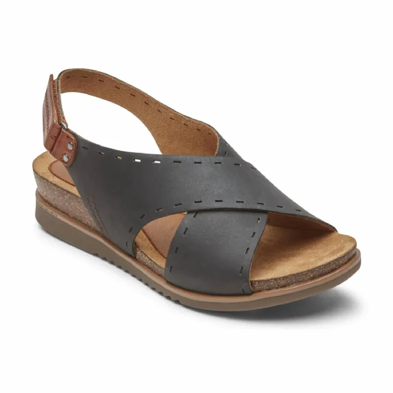 Women's May Sling Sandal In Black Quilted Shoe Design  
