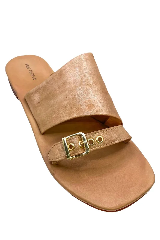 Women's Mila Minimal Flat Sandal In Rose Gold Tailored Oxford Style 